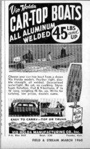 1960 Print Ad Vio Holda Car Top Aluminum Boats Topeka,KS - $8.45