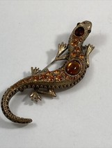 Vintage 4 Inch Tara Lizard Brooch Enameled Rhinestone Salamander KJL Reb... - £35.57 GBP