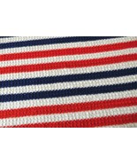Patriotic Stripe 60 X 84 Handmade Afghan Throw Blanket Red White Blue - $22.99