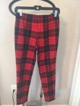 NWOT LOVE MOSCHINO Buffalo Plaid Red &amp; Black 100% Wool Cigarette Pants SZ 2 - £99.64 GBP