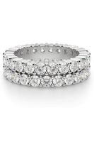 ADIRFINE 925 Sterling Silver Double Row Round Brilliant Cut Eternity Band Ring - £50.18 GBP