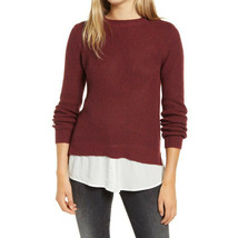 NWT Womens Size XS Vero Moda Luna Burgundy Crewneck Sweater with Shirttail Hem - £18.00 GBP