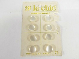 Vintage Nos Le Chic Sew On Buttons 5366 - 18 7/16&quot; White #71 - £3.80 GBP