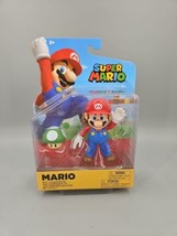 NEW Jakks Pacific World of Nintendo 4&quot; Super Mario MARIO W/ 1 up MUSHROOM Figure - £19.68 GBP