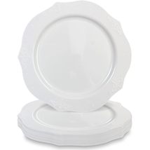 DecorLine Elegant White &quot;Antique&quot; Plates - 10&quot; (Pack of 20) - Timeless D... - £13.57 GBP