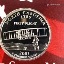 2001 S Silver Proof North Catolina State Quarter ~From Proof set ~90% Si... - $9.46