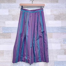 Brooks Brothers Vintage Striped Poplin Midi Skirt Purple Blue Cotton Wom... - £31.94 GBP