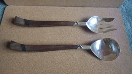 Vintage Taxco Mexico Sterling Silver Rosewood Salad Servers Circa 1940 - £117.96 GBP