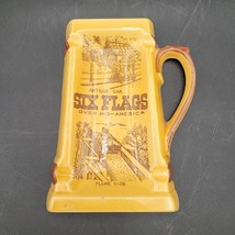 Vintage Six Flags Over Mid-America Souvenir Mustard Yellow Mug Ceramic Ashtray - £11.89 GBP