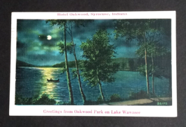 Hotel Oakwood Park Night View Lake Wawasee Syracuse Indiana IN Postcard ... - $8.99