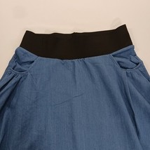 Elastic Waist Women's Blue/Black Pull-On Skirt Pockets Waist 31" image 7