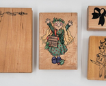 Wood Block Ink Stamps Christmas Reindeer Card Crafting Scrapbooking Lot ... - $12.00