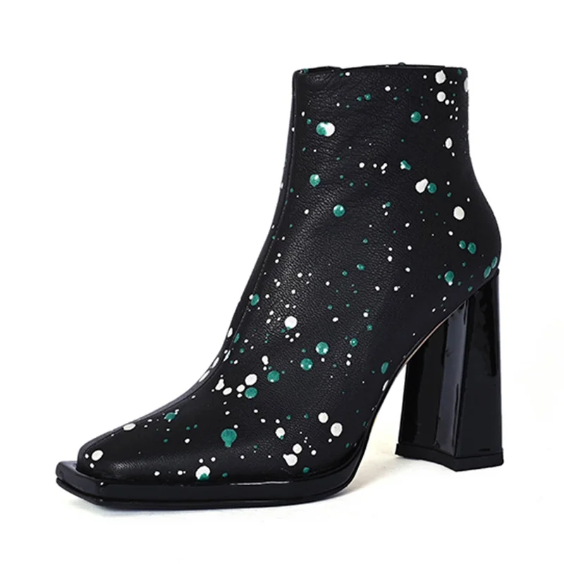  print full  leather ankle boots for women  boots dress shoes zip woman chelsea  - $139.22