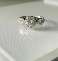 Bezel Set Engagement Ring 2.50Ct Round Simulated Diamond 14K White Gold Size 7 - £196.75 GBP