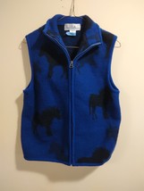 Lisa International Boiled Wool Vest Royal Blue Horse Western Full Zip Size M - £14.18 GBP