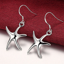 Starfish Drop Dangle Earrings 925 Sterling Silver - £8.86 GBP