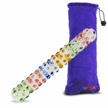 LeLuv Dildo 7 Inch Beaded Glass Wand with Premium Padded Pouch - £15.84 GBP+