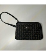 Fossil Leather Trim Canvas Wristlet Clutch Wallet Black/Brown - $293.77 MXN