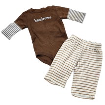 Gymboree Baby Outfit Set 0-3 Months Handsome Brown Striped Bodysuit Pants - €12,81 EUR