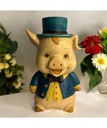 Vtg Kore Art Pig 14” Piggy Bank Pork Pie Hat Jacket Anthropomorphic Made... - $38.61