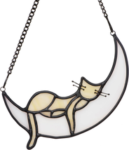 Mothers Day Gifts for Mom Women Her, Colorful Glass Hanging - Serene Cat on the  - £39.10 GBP