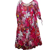 Trina Turk Womens Multi Color Floral Design Elastic Around Neck Sleeves Dress S - £28.39 GBP