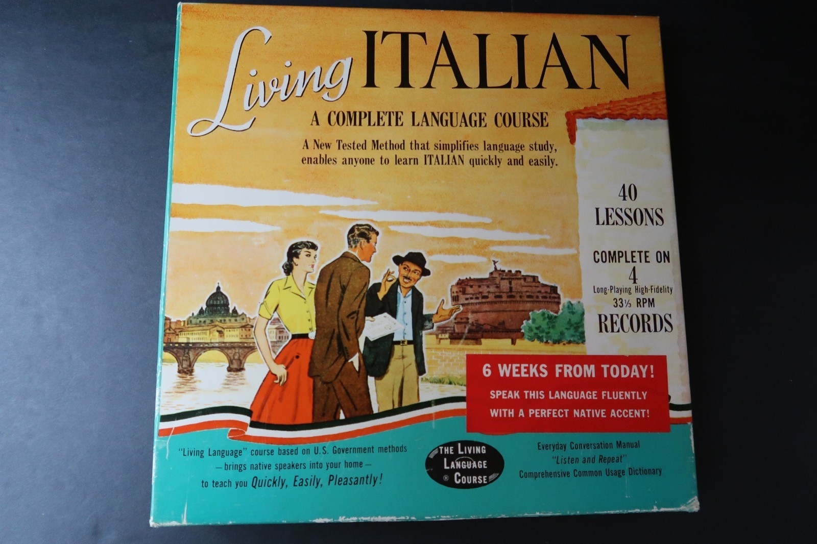 Living Italian A Complete Language Course 1956 4 LP Set 33 1/3 RPM Vinyl... - $29.99