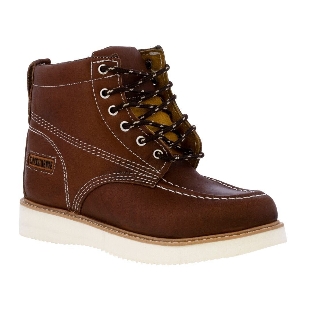 Mens Work Boots Lightweight Lace Up Real Leather Slip Resistant Tan - $59.99