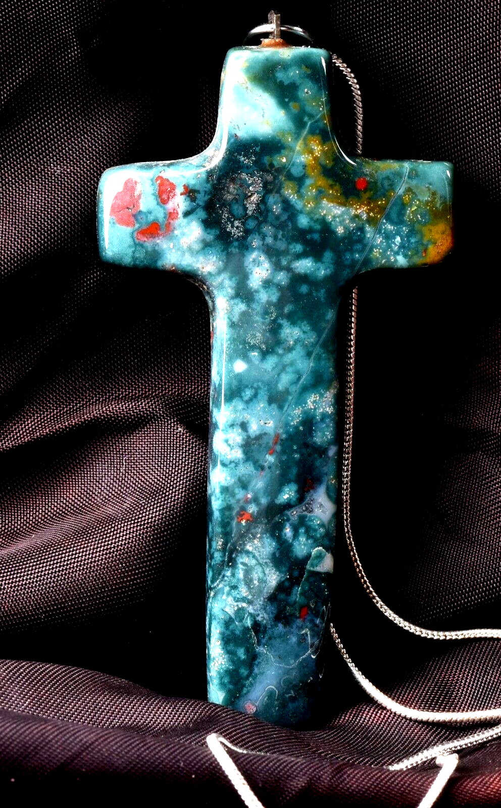 Primary image for bloodstone cross chain+ pendant grounding and protection powerful healing# 6390
