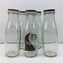 Starbucks Glass Frappuccino Bottles Set 5 Tall Crafts Art Projects Reusable Lids - £19.76 GBP