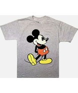 Disney Men&#39;s Giant Mickey Mouse Gray Graphic T-Shirt Charcoal Snow Heath... - $333.86 MXN