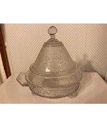 Antique EAPG Clear Glass Victorian Cheese Dish Woman&#39;s Head c.1880&#39;s Footed - £27.65 GBP