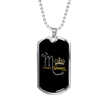 Scorpio Queen Crown Zodiac Necklace Stainless Steel or 18k Gold Dog Tag 24&quot; Cha - £37.32 GBP+