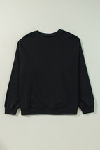 Black Solid Crew Neck Drop Shoulder Plus Size Sweatshirt - $29.42
