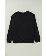 Black Solid Crew Neck Drop Shoulder Plus Size Sweatshirt - $548.01 MXN
