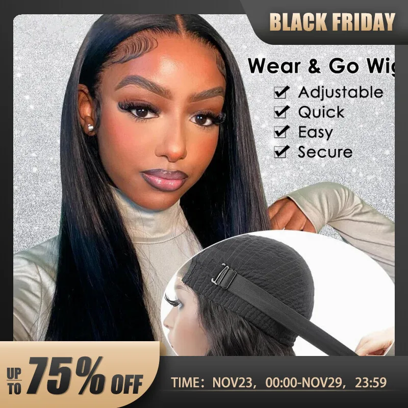 Wear and Go Glueless Wigs Pre Cut Lace Ready To Wear HD Lace Frontal Wig Human - £61.90 GBP+