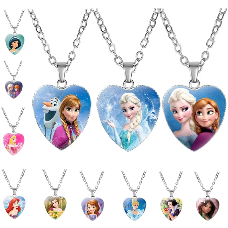 Disney Frozen 2 Chrildren&#39;s Necklaces Cartoon Elsa Princess Anna Heart S... - £13.67 GBP