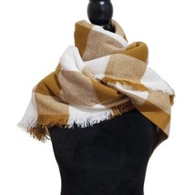 Madewell Scarf Antique Gold Buffalo Check Plaid Blanket Cottagecore Clas... - $51.78