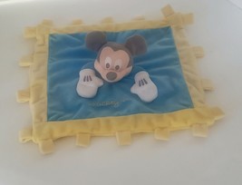 Disney Parks Mickey Mouse Baby Lovey Security Blanket Blue Yellow Crinkl... - £12.55 GBP