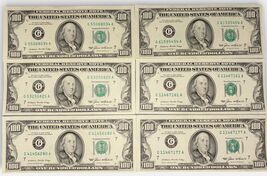 Set of 6 Crisp Uncirculated 1985 $100 Dollar Bills Banknotes 6x100$ No F... - $940.50