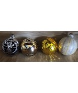 4 Vintage Christmas Ball Ornaments 2 Filigree Snowman Angel &amp; More  MCM ... - £10.54 GBP