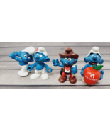 Smurf PVC Figure Lot (4) Cowboy #1 Teacher Archer Peyo Schleich Bully Be... - $12.93