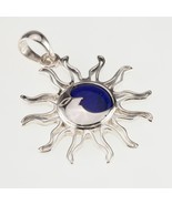 Amazing Lapis Lazuli Sun &amp; Moon Sterling Silver Pendant 54 mm Long - $127.71