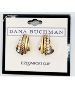 Gold Tone Crystal Rhinestone Dana Buchman Comfort Clip On Earrings - $21.73 CAD