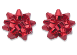 Red Polished Enamel Christmas Gift Bow Stud Earrings - £31.45 GBP