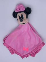 Disney Baby Minnie Mouse Lovey Security Blanket Pink Plush Bow 15.5&quot; x 15.5 - $10.22