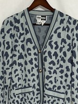 Vintage 80&#39;s Women’s Sweater Cardigan Arthur Kohler Blue Animal Print Si... - £15.78 GBP