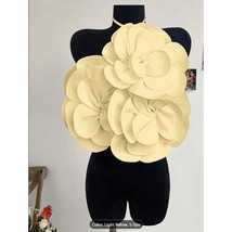 Light Yellow Oversized 3D Flower Halter Crop Top – Statement Party &amp; Fes... - $30.00
