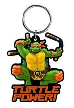 The Teenage Mutant Ninja Turtles Michelangelo PVC Figural Soft Key Chain UNUSED - £3.98 GBP