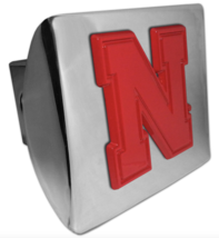 university of nebraska red emblem chrome trailer hitch cover usa made - £62.75 GBP
